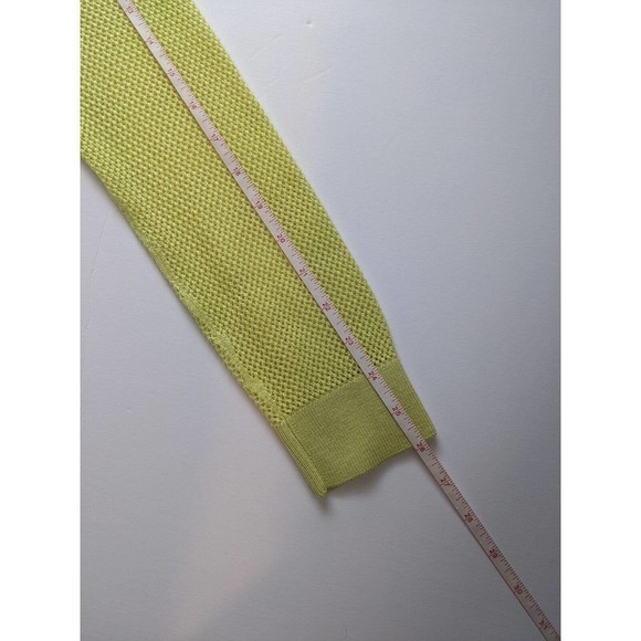 Cabi Sheer Back Sweater Chartreuse Neon Green Sz Medium Split Back Mesh - Picture 7 of 12